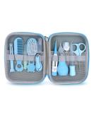 Portable Baby Grooming Kit: 11-in-1 Baby Safety Care Set for Newborns - Hair Brush, Nail Clipper, Nasal Aspirator - Blue - Buy Online on SooperMarket.com