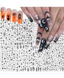 Black Skull Goth Nail Art Stickers - 3D Horror Butterfly Flame Moon Stars Rose Decals - Manicure Decoration Supplies - Buy Online on SooperMarket.com