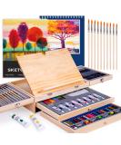 85 Piece Deluxe Wooden Art Set with Easel and Drawing Pads - Creative Gift Box for Teens & Adults | Art Supplies Kit for Painting & Drawing - Buy Online on SooperMarket.com