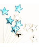 Buy Ailexi Handmade 10-Piece Leather Reflective Glitter Cake Toppers - Light Blue & Silver Stars for Cupcakes & Ice Cream - Buy Online on SooperMarket.com