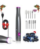 Zoccee nail cutter with filling light 11 in 1 electrical nail cutter for gel nails with cable 22000 rpm manicure set remove kallus for acrylic gel no battery grass (gray) - Buy Online on SooperMarket.com