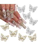 10Pcs Shiny Alloy Butterfly Nail Charms - Metal Rhinestones for Women's DIY Acrylic Nail Decor - Buy Online on SooperMarket.com