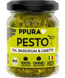 Ppura Bio Pesto Ital.Basil and lime |Green pesto vegan with basil lime cashew & nat.Olive oil extra |Vegan noodle sauce made in Italy |100% of course without additives |120g glass - Buy Online on SooperMarket.com