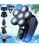 Bald Head Shaver 6 in 1 Cordless Waterproof Electric Razor for Men - Rechargeable, Wet Dry, USB Charging - Ideal for Head and Face Shaving - Buy Online on SooperMarket.com