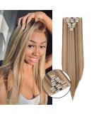26 Clip in Hair Extensions #Ash&Dark Blond - Synthetic 8pcs Long Straight Hairpiece for Full Head - 26 Inch #Ash&Dark Blond - Buy Online on SooperMarket.com