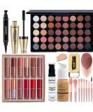 All in One Makeup Set Cosmetic Make up Gift Set for Women Beginners Includes Eyeshadow Palette Foundation & Face Primer Eyeliner Stamp lip gloss Set Eyebrow Soap Makeup Sponge brushes Set - Buy Online on SooperMarket.com