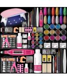 Acrylic Nail Kit with UV Light & Drill - Complete Beginner Set for Nail Art & DIY at Home | Professional Glitter Powder & Nail Tips | Perfect Gift for Women - RJ0357 - Buy Online on SooperMarket.com