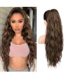 REECHO Ponytail Extension 26" Long Beach Wave Drawstring Pony Hair Extension Synthetic Pony Tail Hairpiece for Women - Ginger Brown - Buy Online on SooperMarket.com