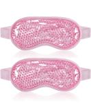 2 Pack Cooling Gel Eye Masks with Plush Backing - Pink | Headache, Puffiness, Migraine, Stress Relief - Buy Online on SooperMarket.com