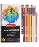 PANDAFLY Professional Colour Charcoal Pencils Drawing Set, Skin Tone Colored Pencils, Pastel Chalk Pencils for Sketching, Shading, Coloring, Layering & Blending, 24 Colors - Buy Online on SooperMarket.com