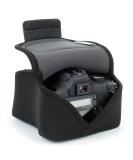 USA GEAR Black Neoprene DSLR SLR Camera Sleeve Case with Belt Loop and Accessory Storage - Compatible with Nikon D3400, Canon EOS Rebel SL2, Pentax K-70 | Protective Holster for Camera - Buy Online on SooperMarket.com