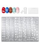 Nail Art Stamping Templates 8pcs Nail Stamping Templates with Nail Stamper and Scraper for DIY Nail Art Decoration Nail Salon Design - Buy Online on SooperMarket.com