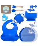 O'doe Baby Weaning Set (14 Pcs) | Silicone Suction Plate and Bowl | Self-Feeding Utensils, Spoons, Bibs | Toddler Food Plate Kit | Blue - Buy Online on SooperMarket.com
