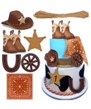 KEEPARTY Cowboy Cake Decorations Cowboy Hat and Boot Cake Toppers Western Cowboy Cowgirl Birthday Baby Shower for Western Theme Party Favors Supplies (Brown) - Buy Online on SooperMarket.com