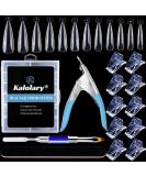 Kalolary Dual Nail Forms Set | 120PC Stiletto Nail Tips + 10 Blue Nail Clips Nail File & UV Gel Brush for Professional Nail Art Extension - Buy Online on SooperMarket.com