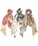 Pack of 3 Girl's Knotted Retro Bow Hair Scrunchies Elastic Bohemia Hair Scarf Paisley Ribbon Hair Ties Bands Satin hair accessories Scrunchy Ponytail Holder for Women (Paisley) - Buy Online on SooperMarket.com