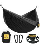 Wise Owl Outfitters Camping Hammock - Portable Hammock, Camping Accessories Single or Double Hammock for Outdoor, Indoor w/Tree Straps Black & Grey Large - Buy Online on SooperMarket.com