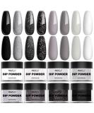 8 Colors Dip Powder Nail Set - Classic Black White & Gray Collection | DIY Glitter Pastel Nail Kit for Women | No Nail Lamp Required - Buy Online on SooperMarket.com