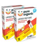 Organic Layered Fruit Bars - Strawberry Banana | Gluten Free Vegan Fruit Snacks (24 Bars) - Buy Online on SooperMarket.com