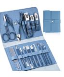 Sumwitum 16 PCS Manicure Set - Stainless Steel Professional Nail Care Kit with Leather Case - Great Gift for Women, Men, Friends, Parents - Blue - Buy Online on SooperMarket.com