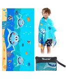 Kids Beach Towel - Super Absorbent Quick Dry Microfiber - Cute Shark Design - 24''x 48'' - 300GSM Thick Soft - Sand Free - Ideal for Beach, Pool, Swim, Bath, Travel, Picnic, Camping - Boys and Girls - Buy Online on SooperMarket.com