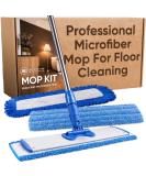 Professional Microfiber Mop for Hardwood, Laminate, Tile, Vinyl Floors | Washable Pads | Adjustable Handle + 1 Microfiber Cloth - Buy Online on SooperMarket.com