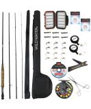 Wild Water Deluxe Fly Fishing Combo Starter Kit - 5/6 Weight 9ft Graphite Rod, Accessories, Aluminum Reel, Carrying Case | Fly Box & Fishing Flies - Buy Online on SooperMarket.com