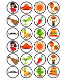 24 Mexico Mexican Theme Edible Cupcake Toppers - Stand Up Disc Wafer Cake Decorations - Buy Online on SooperMarket.com