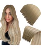 Shop Laavoo Real Hair Tape Extensions Ombre Brown & Blonde Balayage | Virgin Hair 55cm 5 Pcs - Buy Online on SooperMarket.com