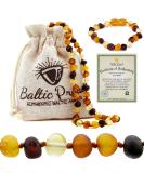Raw Baltic Amber Necklace and Bracelet Gift Set (Unisex Multi Raw 12.5 Inches/5.5 Inches) - Certified Premium Quality Raw Baltic Sea Amber - Buy Online on SooperMarket.com