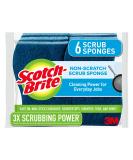Scotch-Brite Non-Scratch Scrub Sponges, Sponges for Cleaning Kitchen, Bathroom, and Household, non-scratch Sponges Safe for Non-Stick Cookware, 6 Scrubbing Sponges Blue - Buy Online on SooperMarket.com