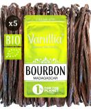 Organic - 5 Bourbon Vanilla pods - Large plant from Madagascar 2023 - Large vanilla pods 15/18cm - bag Freshzip 5 pieces (1 Pack) - Buy Online on SooperMarket.com