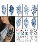 2 Week Flower Semi Permanent Tattoos for Women - 8 Large Sheets & Long-Lasting Juice Upgrade - Realistic Temporary Tattoo Stickers - Set of 10 Sheets - Buy Online on SooperMarket.com