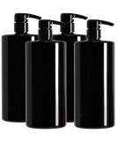 Youngever 4-Set 1l pumping pumping for shampoo reusable plastic pump dispenser soap dispenser dispenser lottery donor empty bottle for liquid shampoo lotions kitchen bathroom (black) 907 g - Buy Online on SooperMarket.com