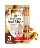 PUREDERM Exfoliating Foot Mask 3 Pack - Vegan Foot Peel for Soft, Cracked Heels with Papaya & Citrus Extracts - Buy Online on SooperMarket.com
