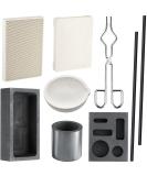 9 Pcs Graphite Torch Melting Casting Kit with Honeycomb Soldering Board and Quartz Plate - Ideal for Metal Gold Silver Copper - 5-in-1 Graphite Casting Mould Included - Buy Online on SooperMarket.com