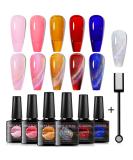 MEET ACROSS Rainbow Cat Eye Gel Nail Polish Kit - 5 Colors Jelly Soak Off UV LED Gift Box + Magnet Stick - Buy Online on SooperMarket.com