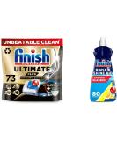 Bundle of Finish Ultimate Plus Infinity Shine Dishwasher Tablets | 73 Dishwasher Tabs | For Unbeatable* Clean & Diamond Shine + Finish Dishwasher Cleaner Rinse Aid | Scent : Lemon | Size : 400ml - Buy Online on SooperMarket.com