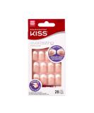 Kiss Everlasting French Nail Manicure, Chip-Free with Flexi-Fit Technology, Medium,"Infinite", Nail Kit with Pink Nail Glue (Net Wt. 2 g / 0.07oz.), Mini File, Manicure Stick, and 28 Fake Nails - Buy Online on SooperMarket.com