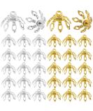 ANCIRS 100 Pack Flower Bead Caps Toppers for Jewelry Findings 7 Prong Bell Bead Cap Bail End with Loops for DIY Craft Earrings Bracelets Necklaces Ornament Pendant- Gold & Silver - Buy Online on SooperMarket.com