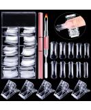 EBANKU 100PCS Nail Dual Forms Tips for Poly gel Set Full Cover Gel Nail Extension Mold Tips & 1Pcs Poly gel Nails Brush & 5Pcs Dual Form Nail Clips - Buy Online on SooperMarket.com