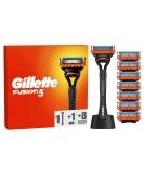 Gillette fusion 5 wet razing men razor + 8 razor blades + razor holder gift for men razor + 8 blades + holder - Buy Online on SooperMarket.com
