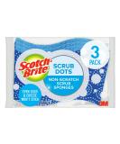 Scotch-Brite Scrub Dots Non-Scratch Scrub Sponge - Pack of 3 | Ideal for Washing Dishes and Kitchen Cleaning | Rinses Clean - Buy Online on SooperMarket.com