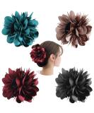 Cinaci 4 Pack Big Large Satin Rose Floral Flower Plastic Hair Claws Clips Bow Barrettes Clamps Bun Chignon Updo Holders Hair Accessories for Women Girls - Buy Online on SooperMarket.com