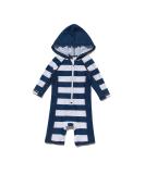 Bonverano Baby Boys Swimsuit - UPF 50+ Full-Zip Hoodie One Piece Swimwear 12-18 Months | Hooded White Stripe - Buy Online on SooperMarket.com