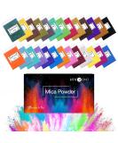 HTVRONT Mica Powder for Epoxy Resin 130g - 26 Colors Shimmery Pigment Powder - Easy to Mix & Natural Resin Mica Powder for Soap Making, Lip Gloss, Bath Bombs - Buy Online on SooperMarket.com