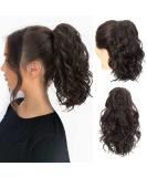 REECHO 12 Inch Short Curly Claw Clip Ponytail Extension | Natural Wavy Synthetic Hair | Black Brown | Women's Hairpiece - Buy Online on SooperMarket.com