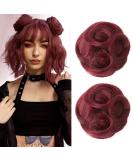 REECHO 2 PCS Mini Claw Clip in Messy & Cat Ears Hair Bun Extensions Wig Accessory Updo Hairpieces for Women Girls (Pack of 2-3.5" Wavy Burgundy) Pack of 2 - 3.5" Wavy Burgundy - Buy Online on SooperMarket.com
