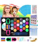 40-Piece Kids Face Paint Kit | 20 Colors with Stickers, Brushes, Sponges & Split Cake | Professional Face Painting Set - Buy Online on SooperMarket.com