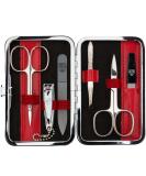 Buy Three Swords 6 pcs. Manicure Set 'Genova' - Nail Care Set in Red Synthetic Leather Case - Includes Scissors Clippers Tweezers & Glass Nail Files - International Shipping Available - Buy Online on SooperMarket.com